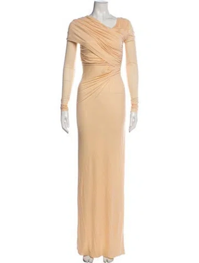 Pre-owned Roberto Cavalli Asymmetrical Long Dress W/ Tags In Neutral