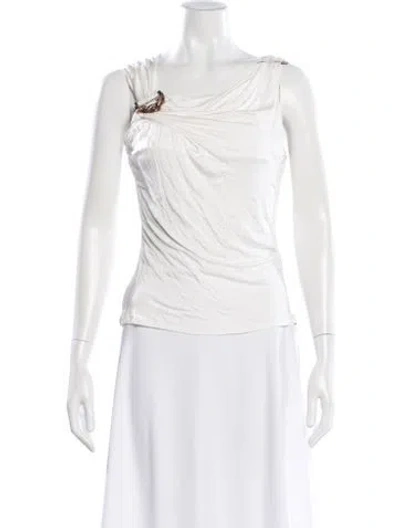 Pre-owned Roberto Cavalli Asymmetrical Sleeveless Blouse In White
