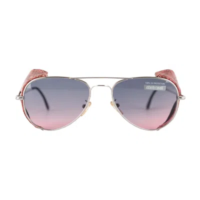 Roberto Cavalli Aviator Snakeskin Sunglasses - '10s In Silver