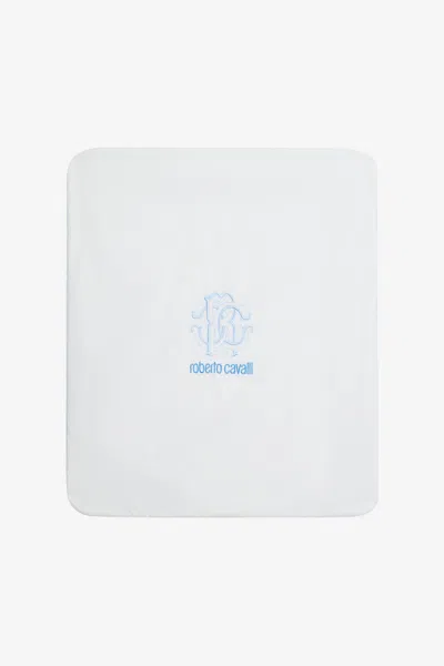 Roberto Cavalli Baby Blue Blanket With Monogram And Logo Print