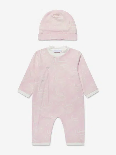 Roberto Cavalli Baby Girls Cotton Romper And Hat Set 3 Mths Pink