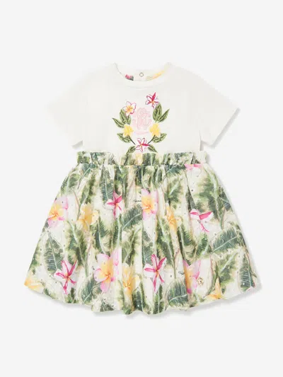 Roberto Cavalli Baby Girls Floral Cotton Jersey Dress In Multicoloured