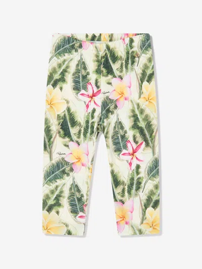 Roberto Cavalli Baby Girls Floral Print Leggings In Multicoloured