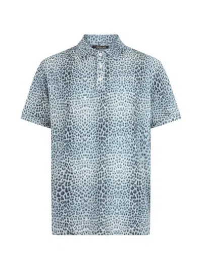 Roberto Cavalli Polo Mit Baby-jaguar-print In Blue