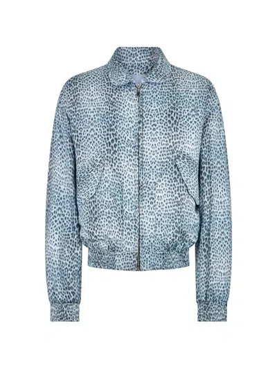 Roberto Cavalli Reversible Bomber Jacket With Baby Jaguar Print In Multi