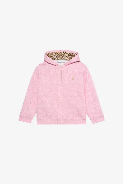 Roberto Cavalli Baby Pink Sweatshirt With Floral Print