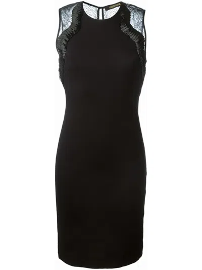 Roberto Cavalli Back Lace Panel Dress In Black