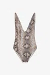 Roberto Cavalli Python Print Swimsuit In Animal Print