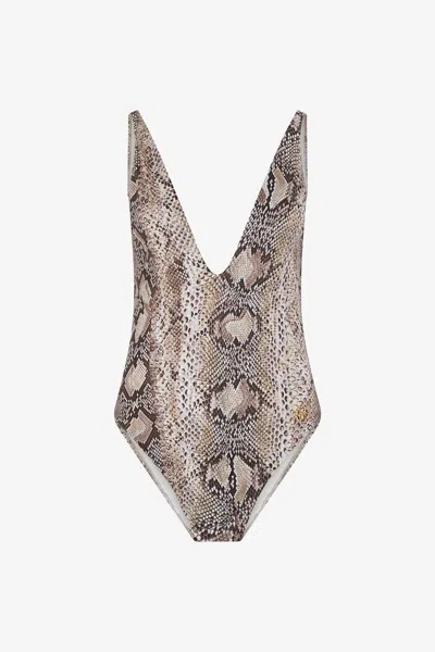 Roberto Cavalli Python Print Swimsuit In Animal Print