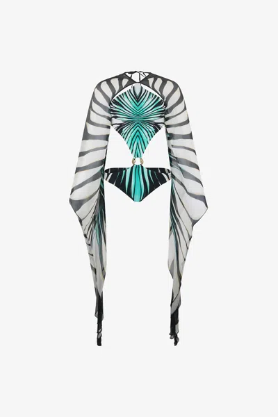 Roberto Cavalli Ray Of Sea Print Trikini