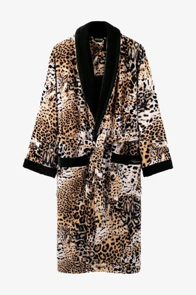 Roberto Cavalli Jaguar Skin Print Bath Robe In Animal Print