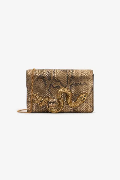 Roberto Cavalli Bag With Golden Python And Snake Motif