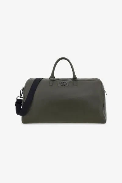 Roberto Cavalli Bag With Monogram Mirror Snake In Dark Green