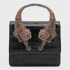 Roberto Cavalli Crocodile Texture Cross-body Bag With Chain Strap In Black