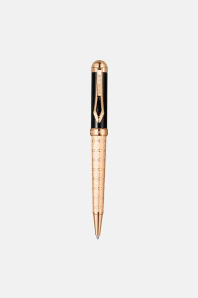 Roberto Cavalli Ballpoint Pen, Rose Gold Color & Blue Lacquer In Multi