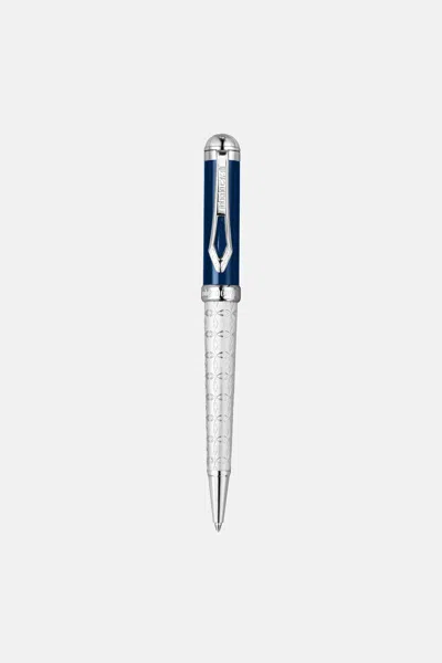 Roberto Cavalli Ballpoint Pen, Silver Color & Blue Lacquer
