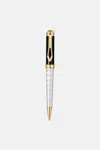 Roberto Cavalli Ballpoint Pen, Two Tone Silver & Gold Color & Black Lacquer