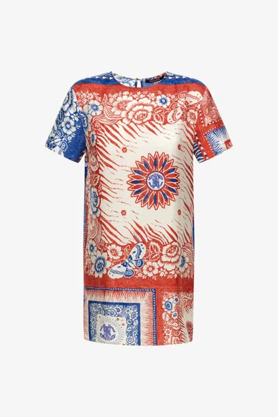 Roberto Cavalli Bandana Print Dress In Blue