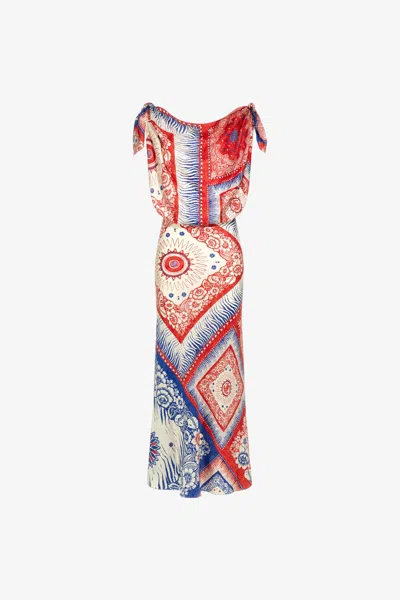 Roberto Cavalli Bandana Print Dress In Blue
