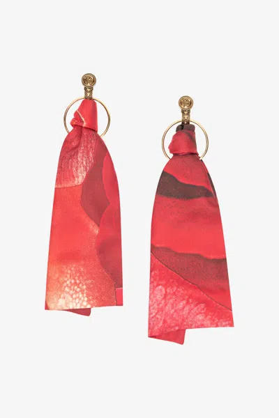 Roberto Cavalli Bandana Print Earrings In Red