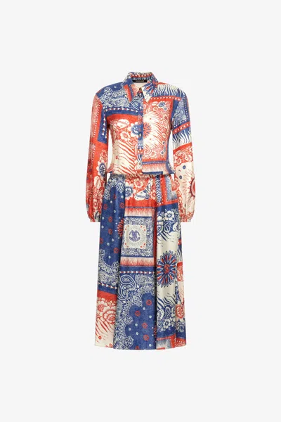 Roberto Cavalli Bandana Print Maxi Dress In Blue