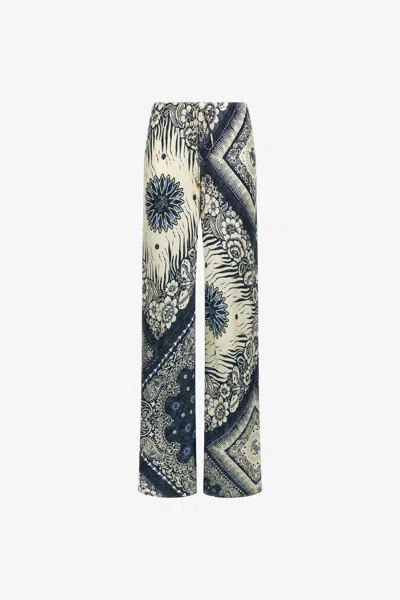 Roberto Cavalli Bandana Print Palazzo Pants In Blue