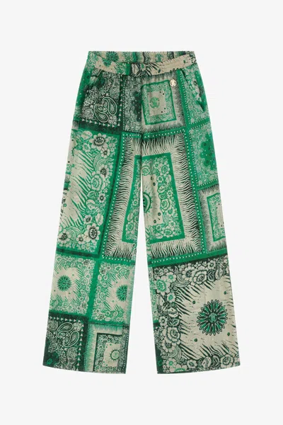 Roberto Cavalli Bandana Print Pants In Green