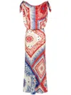 Roberto Cavalli Cowl-neck Graphic-print Silk-stain Maxi Dress In Red