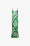 Roberto Cavalli Abstract-print Slip Silk Dress In Green