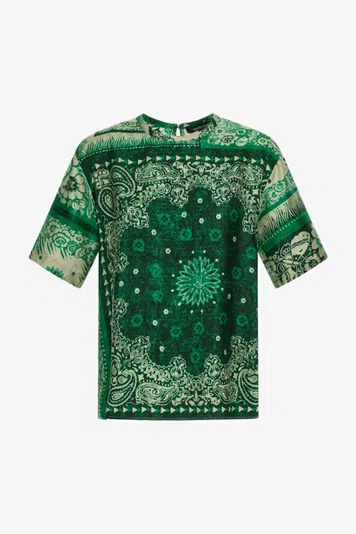 Roberto Cavalli Bandana Print T-shirt In Green