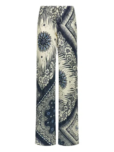 Roberto Cavalli Bandana-print Trousers In Blue