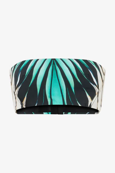 Roberto Cavalli Ray Of Sea Print Bandeau Top In Blue