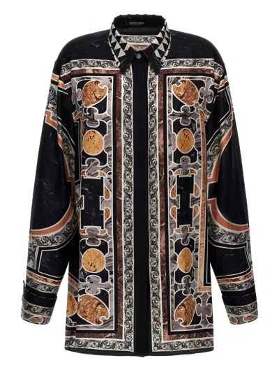 Roberto Cavalli Baroque-print Silk Dress In Multi