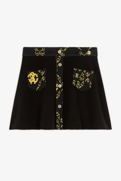 Roberto Cavalli Babies' Baroque-print Skirt In Black
