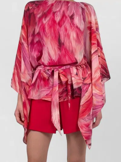 Roberto Cavalli Beach Shirt Belted Waist Kimono Sleeves In Pink