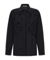 Roberto Cavalli Bead-embellished Appliqué Viscose Shirt In Black