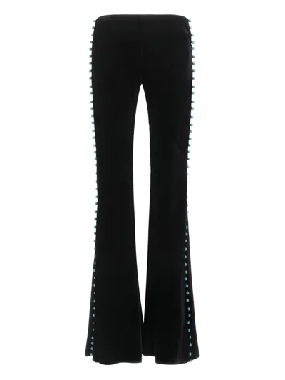 Roberto Cavalli Bead-embellished Flared Trousers In Multi