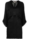 Roberto Cavalli Bead-embellished Short Silk Dress In Schwarz