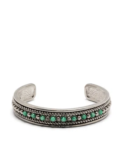 Roberto Cavalli Beaded Cuff Bracelet In Silver