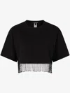 Roberto Cavalli Beaded-fringe Crop Top In Black