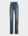 Roberto Cavalli Womens Embroidered Straight-leg Denim Jeans Blu Scuro In Blu Scuro