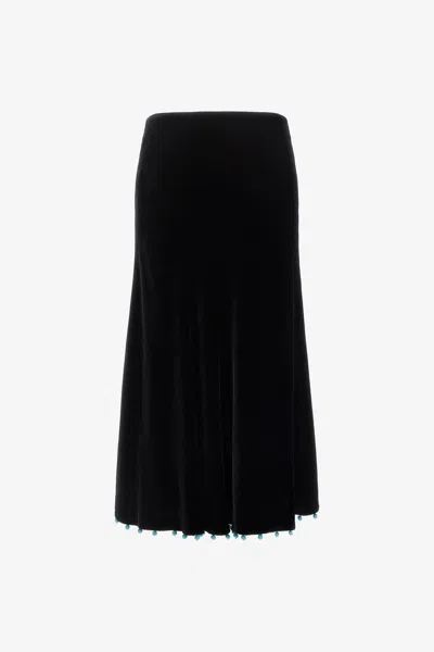 Roberto Cavalli Beaded-trim High-waisted Skirt In Black