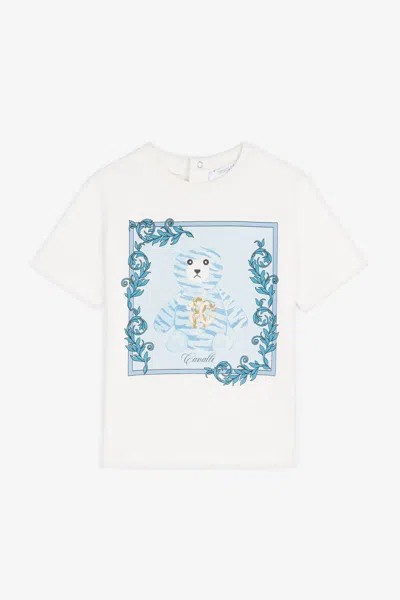 Roberto Cavalli Bear-print Cotton T-shirt In White