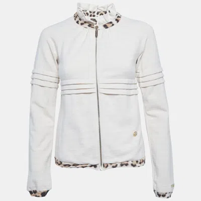 Pre-owned Roberto Cavalli Beige Cotton Zip-up Jacket Xs In Sand