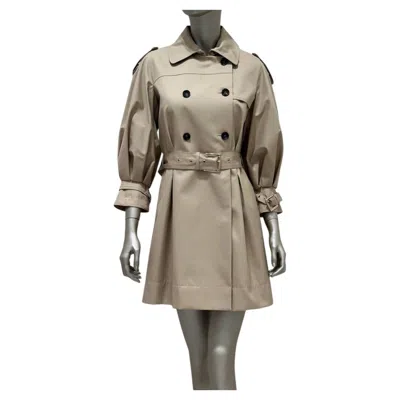 Pre-owned Roberto Cavalli Beige Double-breasted Trench Coat It 40 With Belt In Brown