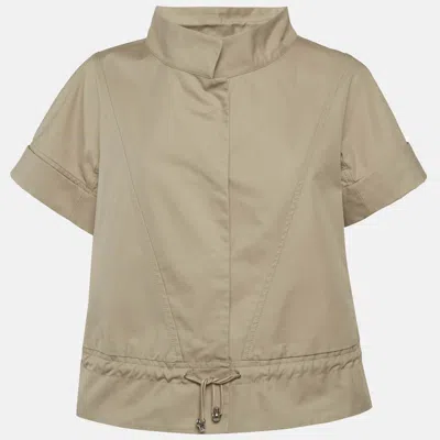 Pre-owned Roberto Cavalli Beige Gabardine Drawstring Detail Jacket M In Sand