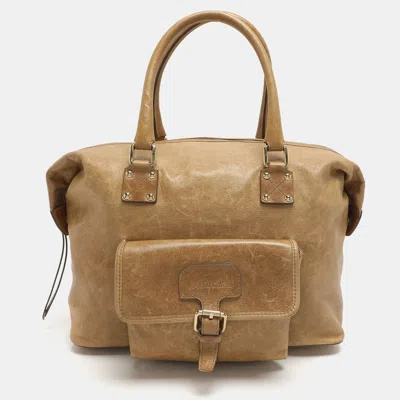 Pre-owned Roberto Cavalli Beige Leather Satchels In Sand