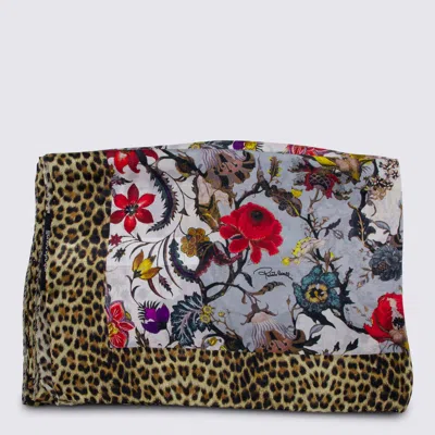 Roberto Cavalli Beige Silk Scarf In Multi