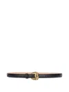 Roberto Cavalli Solid-color Slim Belt With Bejeweled Buckle In Black