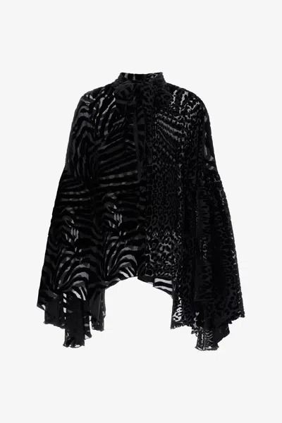 Roberto Cavalli Bell-sleeve Shirt In Black